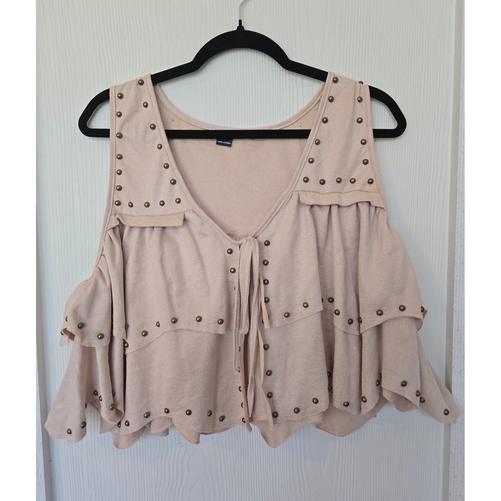 Faux Suede Studded Ruffle Vest XL Western Country Cowgirl Hippie Rodeo Festival